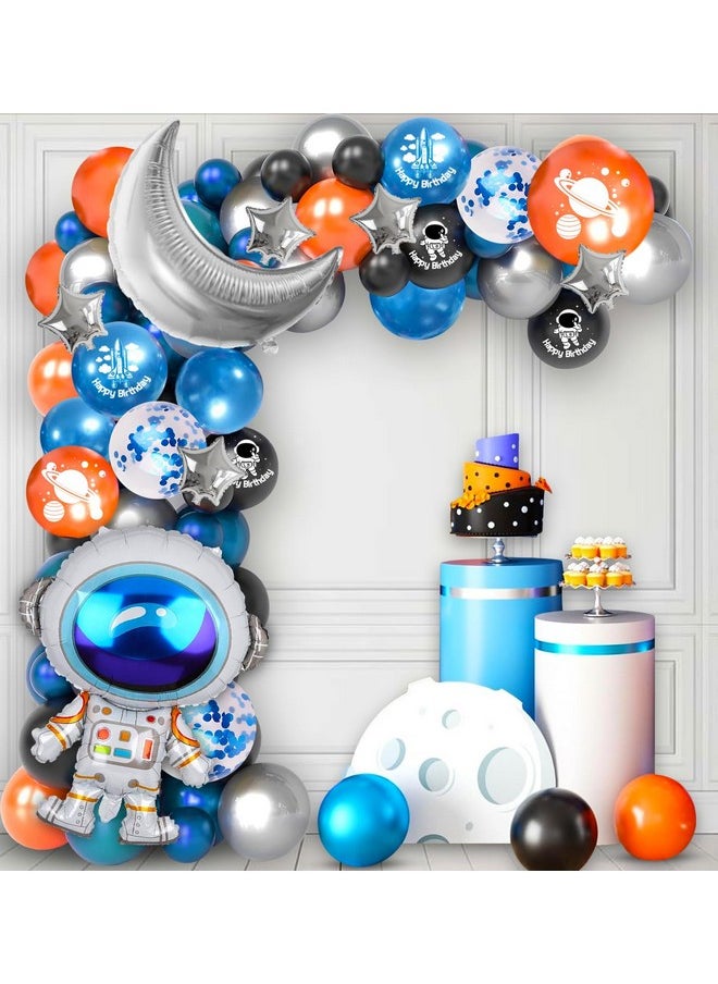 Space Theme Birthday Decoration Kit - 55Pcs, Planet Theme Birthday Decoration Astronaut Theme Birthday Decoration Rocket Theme Birthday Decoration Moon & Stars Foil Balloons, Multicolor