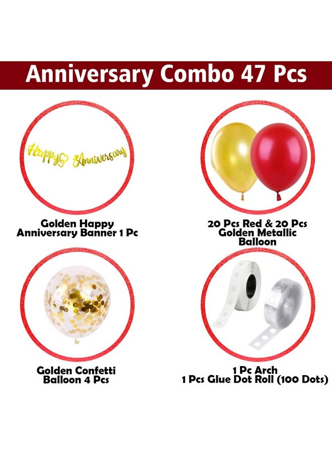 Anniversary Decoration Items - 47Pcs Red Happy Anniversary Decoration Kit | Anniversary Decoration | Anniversary Decoration Items Kit | Wedding Decoration Items | Anniversary Balloons