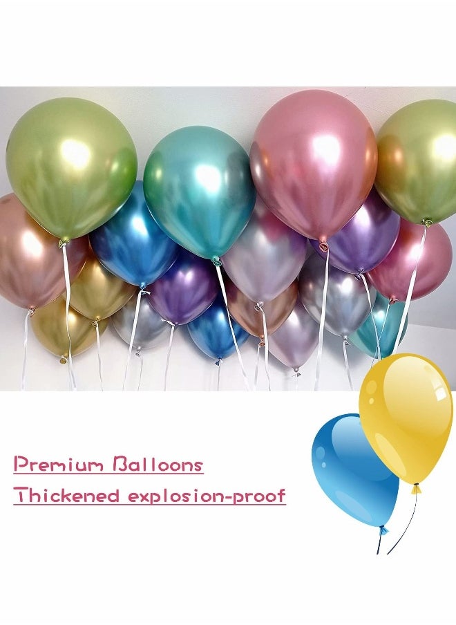 Party Balloon, 50 PCS 10 inch Metallic Latex Balloons, Assorted Color Decoration Balloons Kit for Birthday, Wedding, Party, Including Assorted Colors