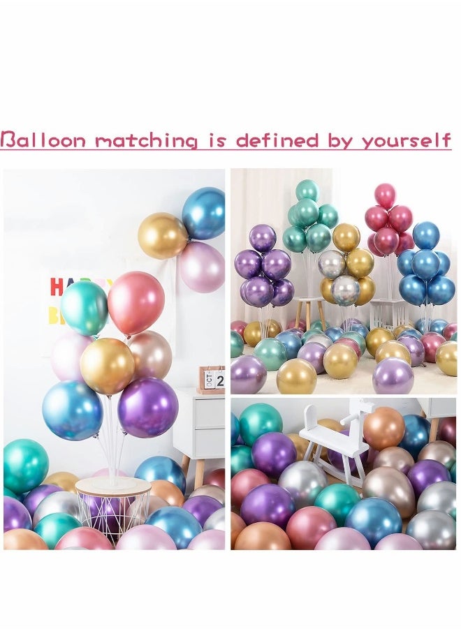 Party Balloon, 50 PCS 10 inch Metallic Latex Balloons, Assorted Color Decoration Balloons Kit for Birthday, Wedding, Party, Including Assorted Colors