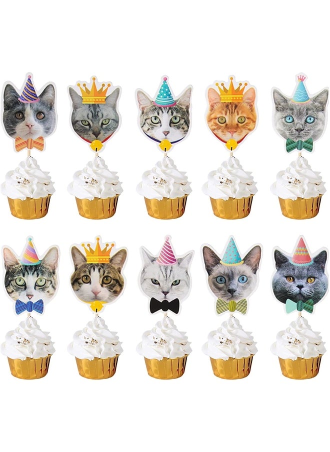 42pcs Cat Birthday Party Decoration Set Cat Face Banner Latex Balloons Kitten Happy Birthday Cake Cupcake Toppers for Meow Kitty Theme Birthday Party Supplies