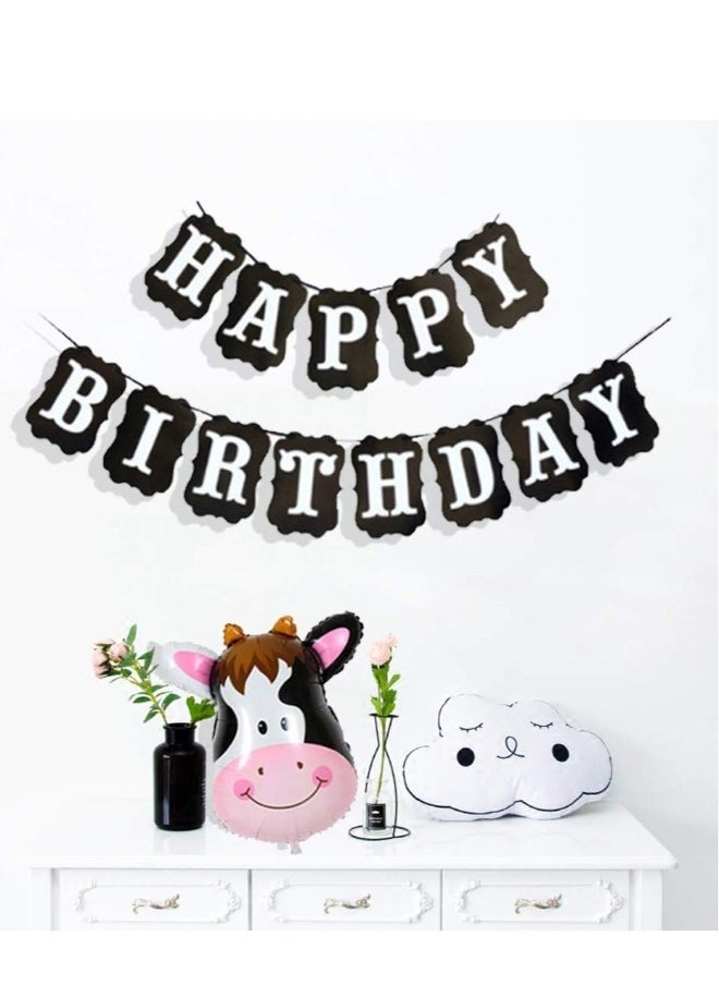 Party Decorations Balloon Kit 85pcs Arch Garland with Happy Birthday Banner Cow Print Balloons Baby Pink Balloons Walking Cow Mylar Balloon for Farm Birthday Party