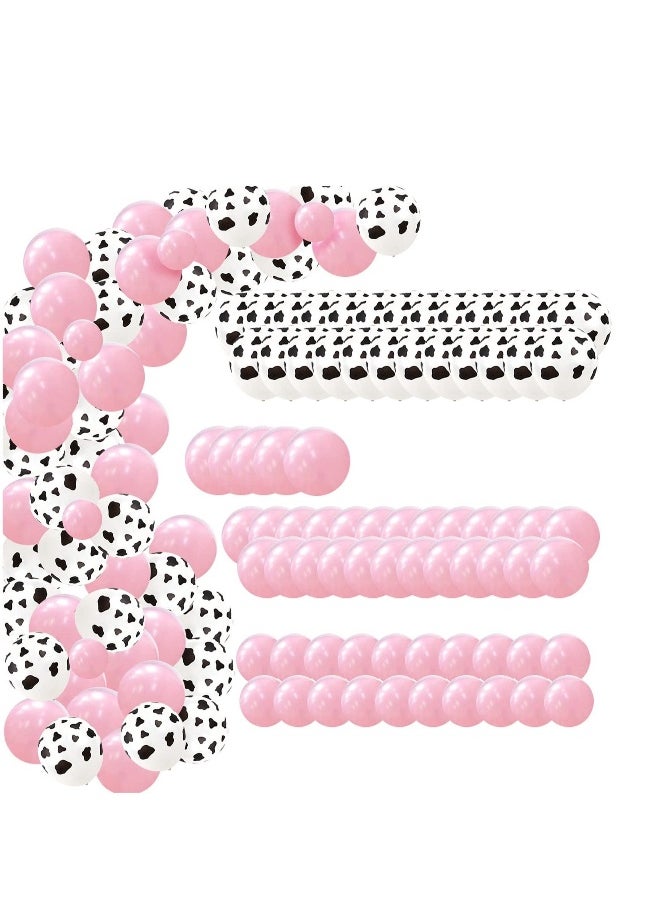 Party Decorations Balloon Kit 85pcs Arch Garland with Happy Birthday Banner Cow Print Balloons Baby Pink Balloons Walking Cow Mylar Balloon for Farm Birthday Party