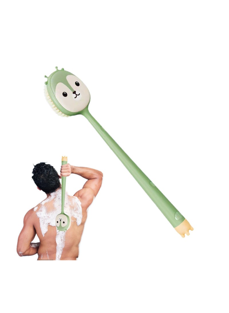 Back Brush Long Handle for Shower, 14in Long Handle Silicone Bath Scrubber, Gentle Back Skin Scrubber Exfoliate Brush for Women, Massage Improve Blood Circulation, Brush Head for Wet or Dry Brushing
