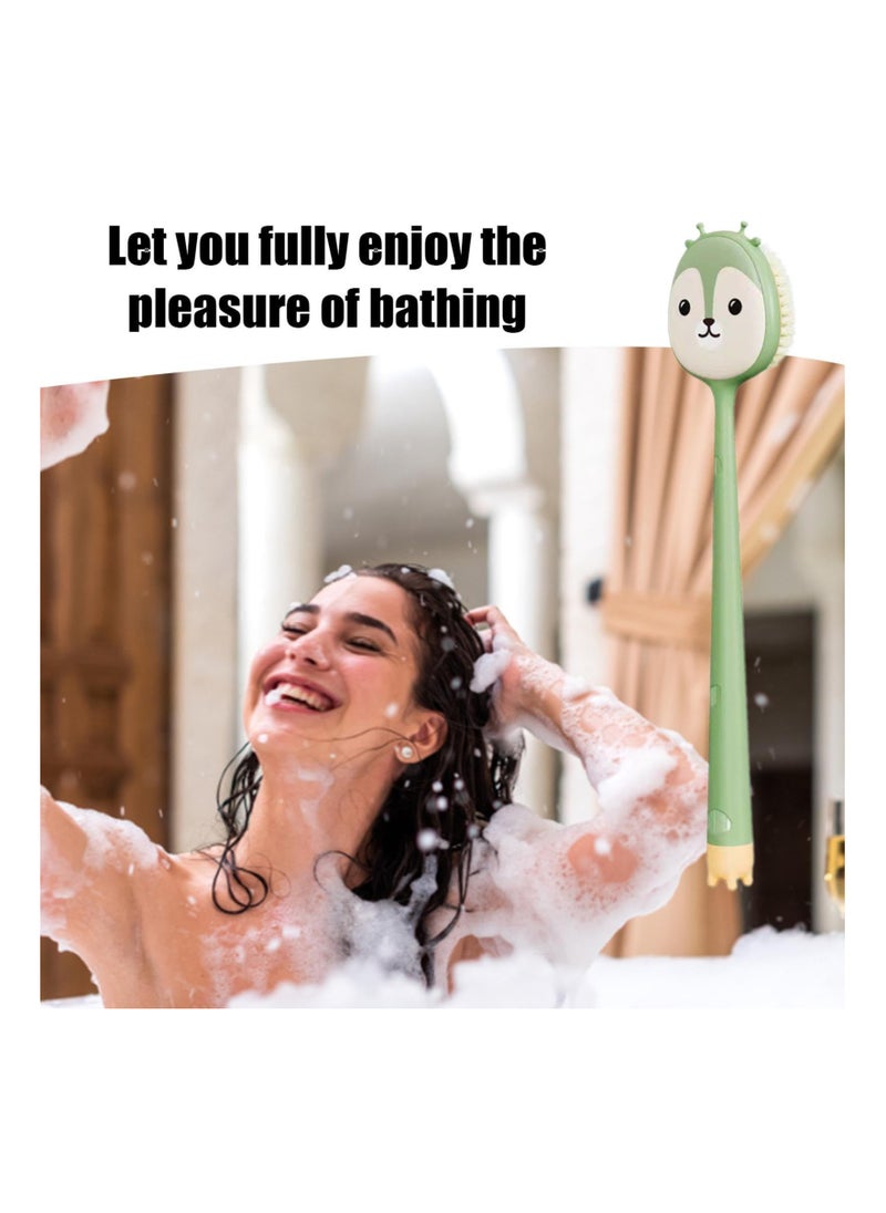 Back Brush Long Handle for Shower, 14in Long Handle Silicone Bath Scrubber, Gentle Back Skin Scrubber Exfoliate Brush for Women, Massage Improve Blood Circulation, Brush Head for Wet or Dry Brushing