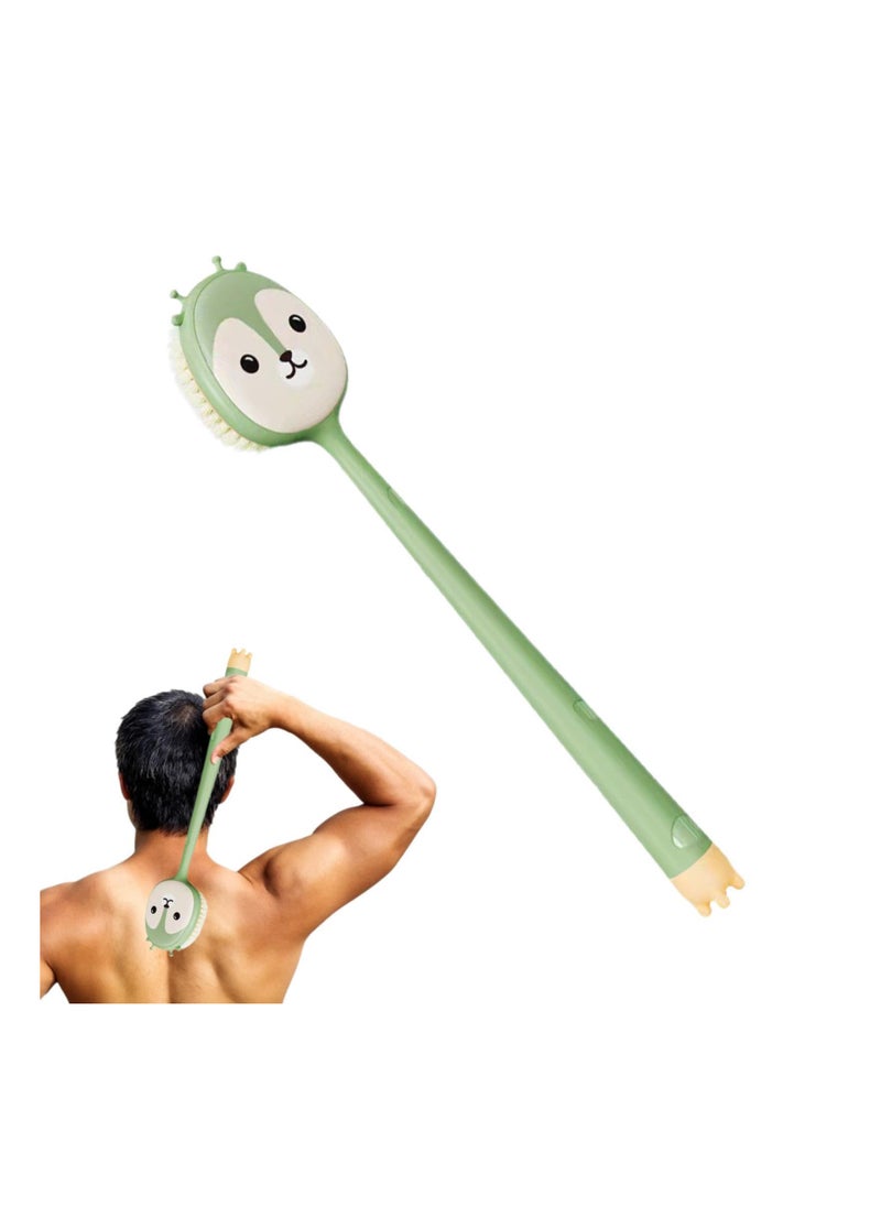 Back Brush Long Handle for Shower, 14in Long Handle Silicone Bath Scrubber, Gentle Back Skin Scrubber Exfoliate Brush for Women, Massage Improve Blood Circulation, Brush Head for Wet or Dry Brushing
