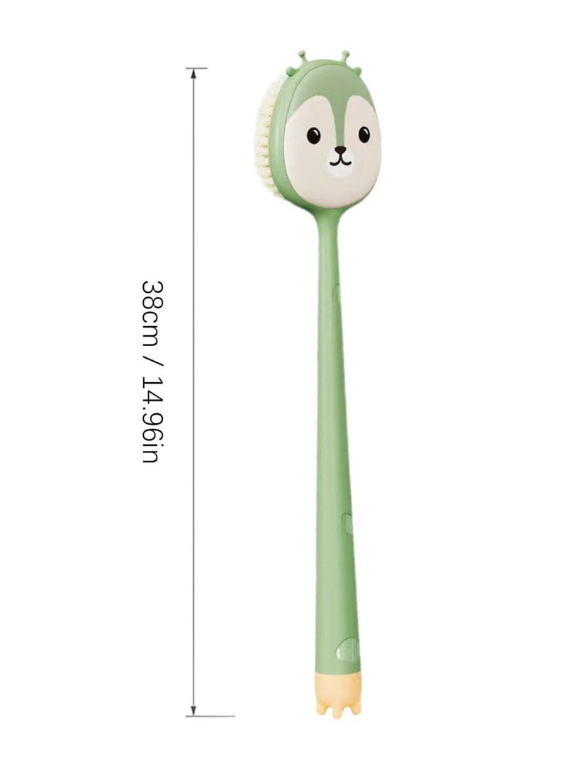 Back Brush Long Handle for Shower, 14in Long Handle Silicone Bath Scrubber, Gentle Back Skin Scrubber Exfoliate Brush for Women, Massage Improve Blood Circulation, Brush Head for Wet or Dry Brushing