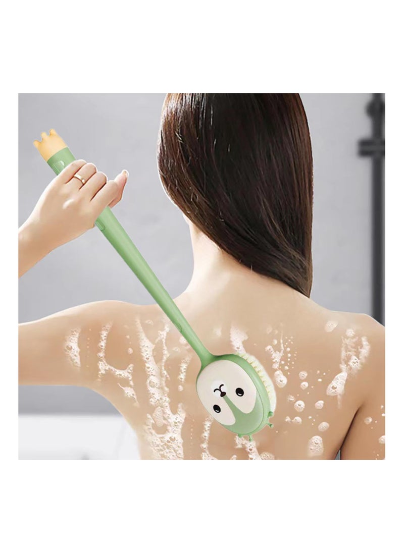 Back Brush Long Handle for Shower, 14in Long Handle Silicone Bath Scrubber, Gentle Back Skin Scrubber Exfoliate Brush for Women, Massage Improve Blood Circulation, Brush Head for Wet or Dry Brushing