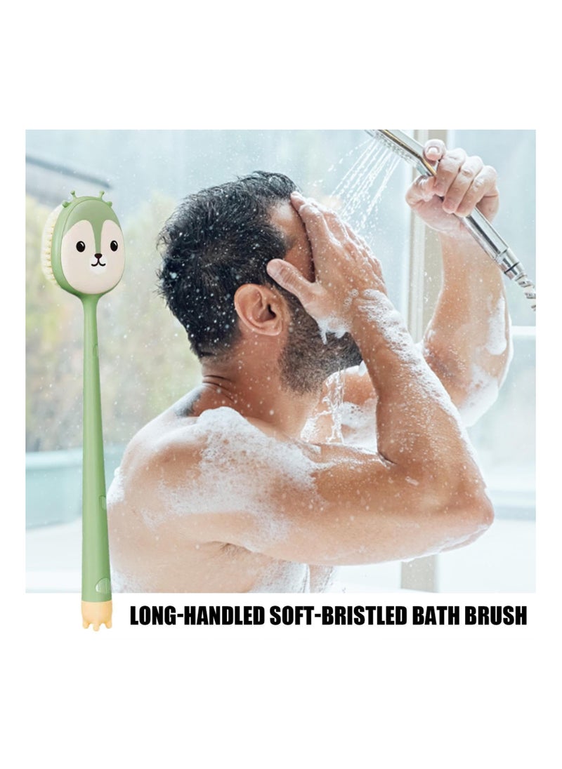 Back Brush Long Handle for Shower, 14in Long Handle Silicone Bath Scrubber, Gentle Back Skin Scrubber Exfoliate Brush for Women, Massage Improve Blood Circulation, Brush Head for Wet or Dry Brushing
