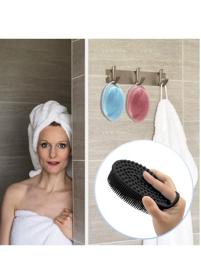 Silicone Body Scrubber, 3 Pack Exfoliating Body Scrubber for Use in Shower Lathers Well, Long Lasting, Soft Body Scrubber for Shower and Bath Skincare Routine