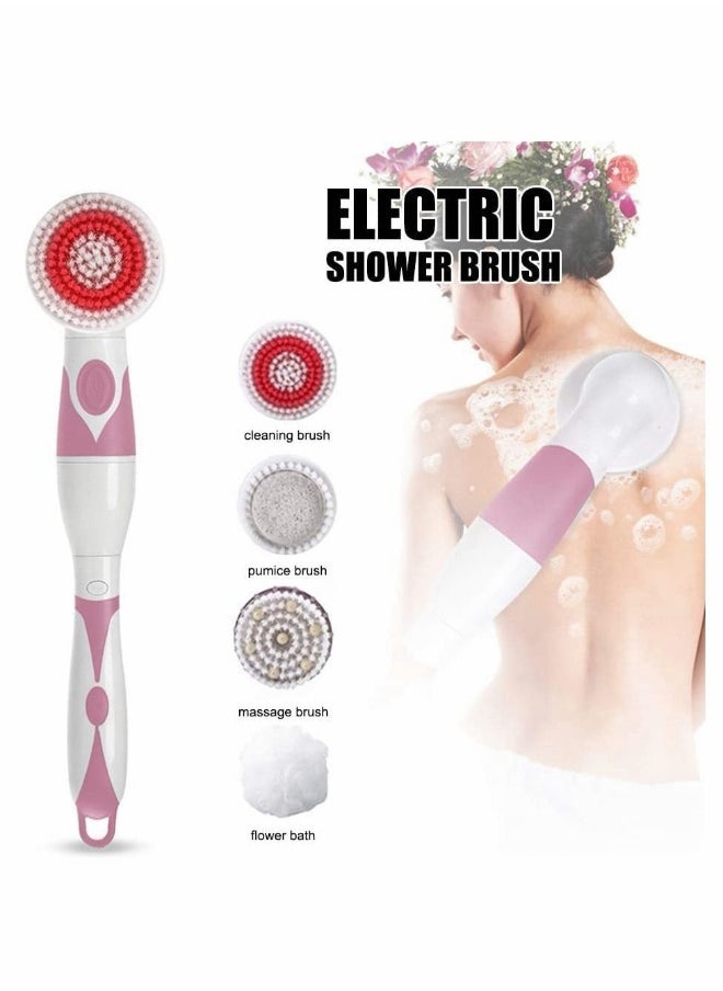 Electric Spin Massage Shower Brush Bath SPA Cleaning Waterproof Back Scrubber Long Handle Bathing Bathroom Cleaning Spa Massage Shower Scrubber Brush Accessories 2022 New