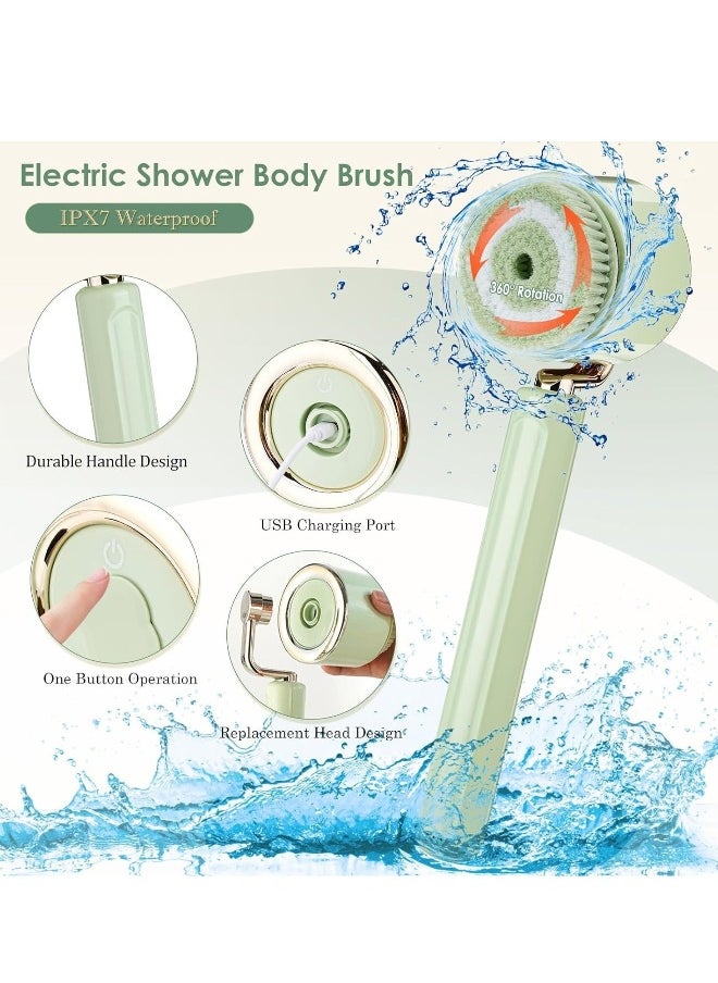 Electric Body Scrubber with 5 Large Brush Heads, Long Handle Shower Back for Body,3 Gear Adjustment Deep Cleansing Scrub