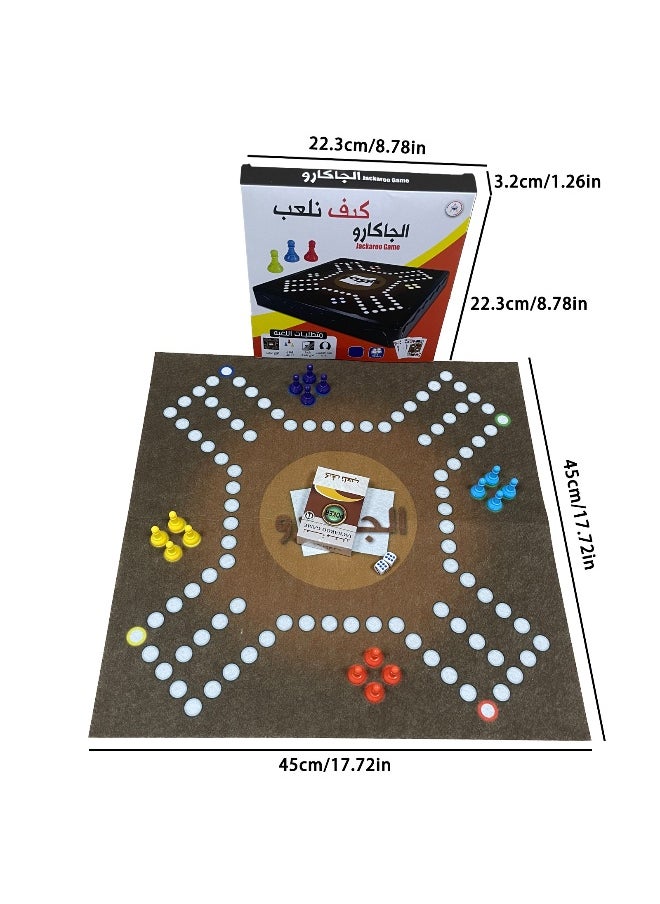 Jackaroo Board Game, Board Game for 4 Players with 16 pieces and Cards, Jackaroo Game Family Game