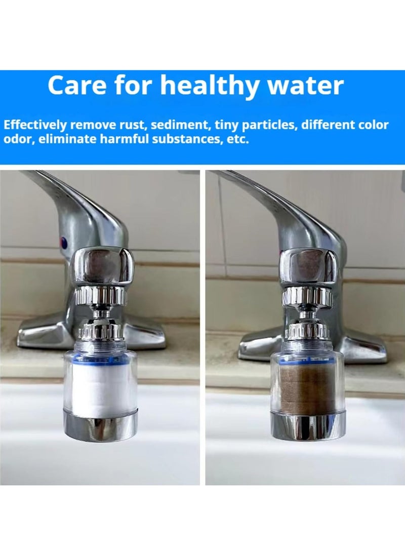 Sink Filter Water Faucet, 2 Pcs Universal 360 Degree Rotating Sink Filter with 8 Filter Element, Kitchen Faucet Water Filter for Home Kitchen Bathroom