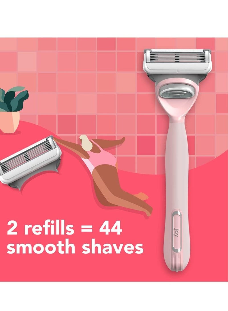 Razors for Women, 1 Handle, 8 Razor Blade Refills, Pink, Lubrastrip to Help Avoid Skin Irritation