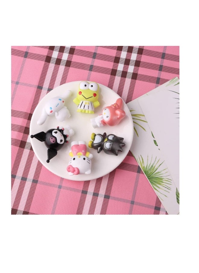 6 Pack C ute Lovely Characters Figurines Mini Animal Figure for Cake Topper, Kids Birthday Party Supplies Decorations, Bouquet, Charms, Cake pan, Plant Etc