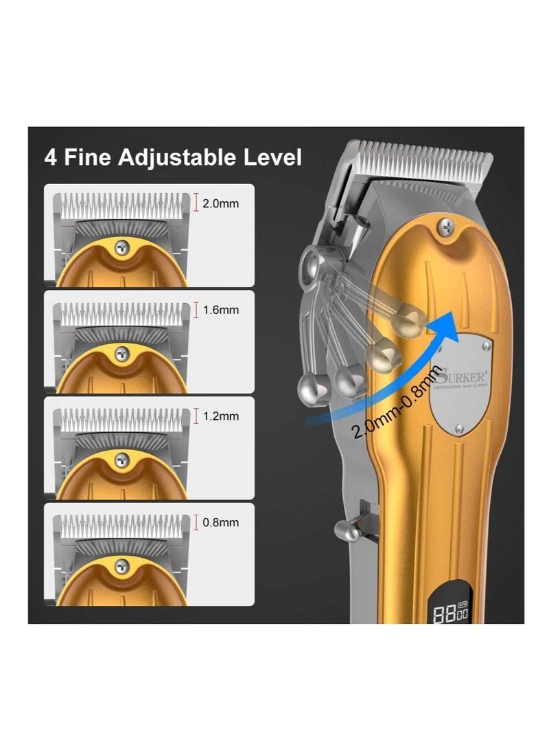 Mens Professional Hair Trimmer Barber Clipper Set Beard Trimmer Cordless Hair Cutting Grooming Kit LED Display USB Rechargeable