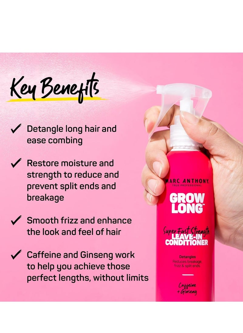 Leave In Conditioner Spray and Detangler Grow Long Biotin Anti Frizz Deep Conditioner For Split Ends and Breakage Vitamin E Caffeine and Ginseng for Curly Dry and Damaged Hair