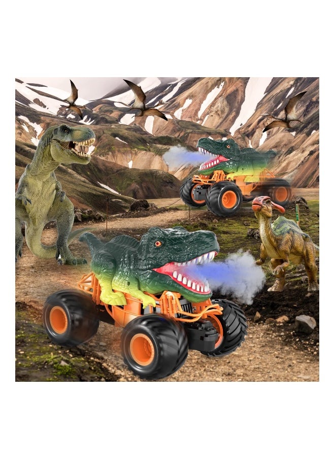 2.4GHz Remote Control Dinosaur Car RC Dino Toys with Light Sound Spray Indoor Outdoor All Terrain Electric RC Car Toys Birthday Gifts for 3 to 12 Boys Kids