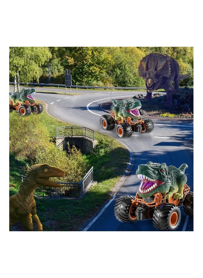 2.4GHz Remote Control Dinosaur Car RC Dino Toys with Light Sound Spray Indoor Outdoor All Terrain Electric RC Car Toys Birthday Gifts for 3 to 12 Boys Kids