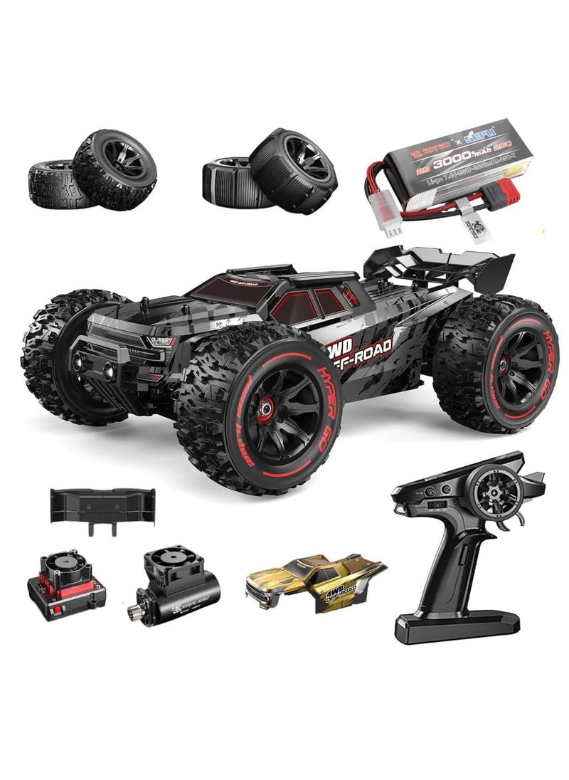 MJX Hyper Go 14210 Brushless RC Cars for Adults,1/14 High-Speed 55-75KMH Fast RC Truck,2SBattery, 4wd Offroad Electric Powered Remote Control Cars Gift for Boys with 2 Shells and Extra Tires