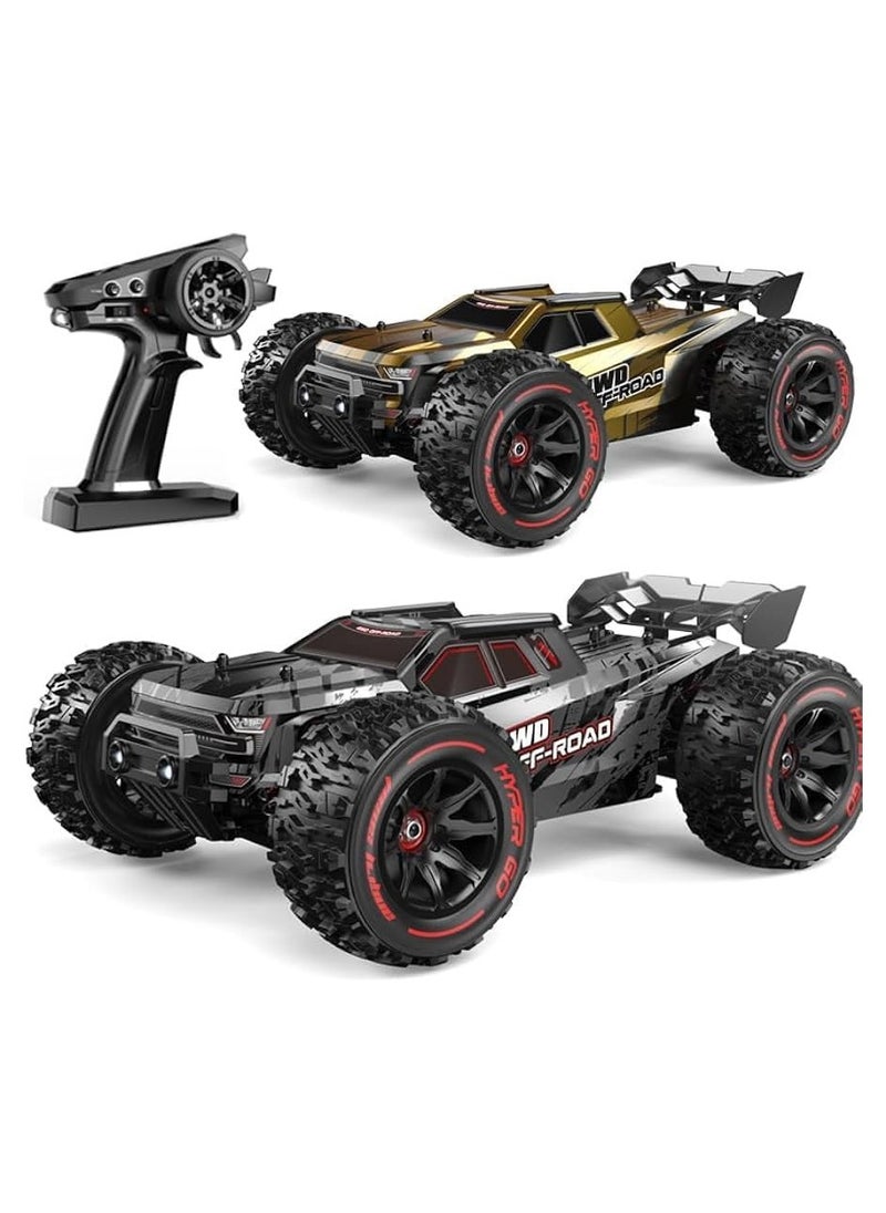 MJX Hyper Go 14210 Brushless RC Cars for Adults,1/14 High-Speed 55-75KMH Fast RC Truck,2SBattery, 4wd Offroad Electric Powered Remote Control Cars Gift for Boys with 2 Shells and Extra Tires