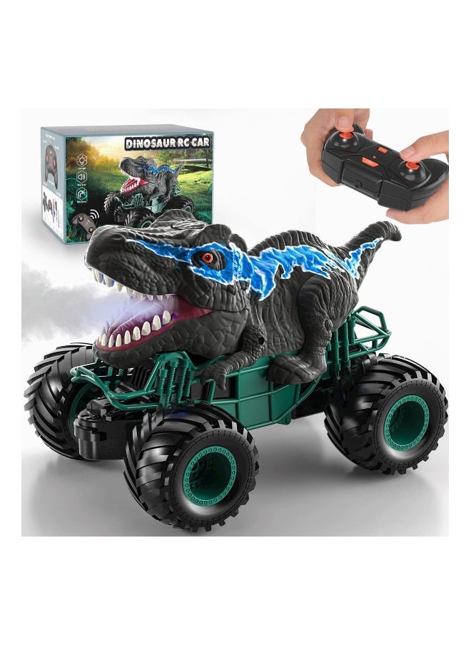 2.4GHz Remote Control Dinosaur Car Toys for Kids Boys RC Dino Car with Light Sound Spray Indoor Outdoor All Terrain Electric RC Toys Gifts for 3 to 12 Kids