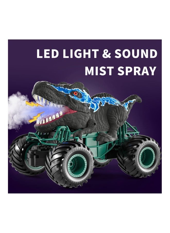 2.4GHz Remote Control Dinosaur Car Toys for Kids Boys RC Dino Car with Light Sound Spray Indoor Outdoor All Terrain Electric RC Toys Gifts for 3 to 12 Kids