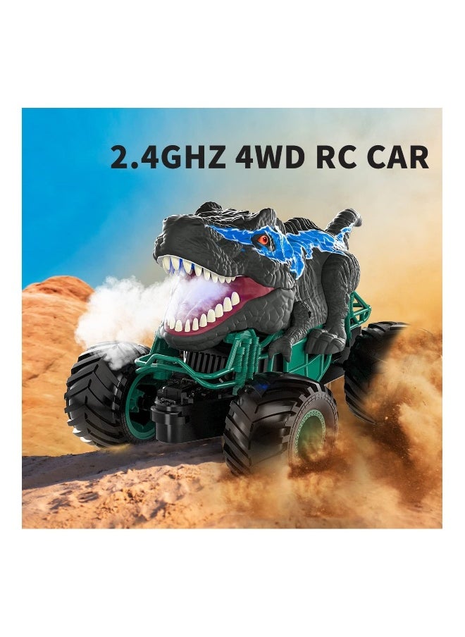 2.4GHz Remote Control Dinosaur Car Toys for Kids Boys RC Dino Car with Light Sound Spray Indoor Outdoor All Terrain Electric RC Toys Gifts for 3 to 12 Kids