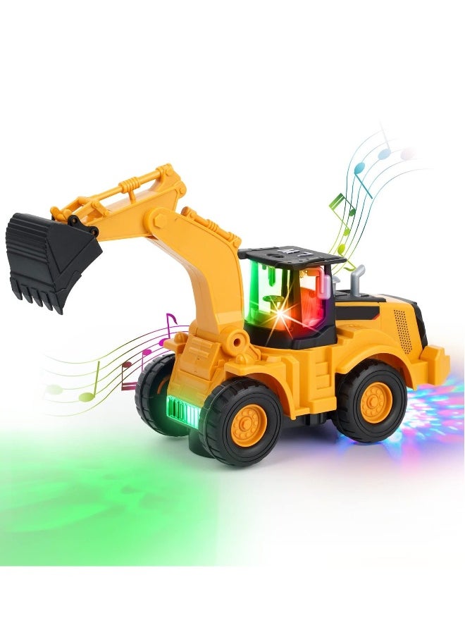 Excavator Truck Kids Toys, Electric Universal Wheel Children Car Toys for 2-5 Toddler, Toys Digger Truck with Light and Music Birthday for 2 for 3 4 5 6 7 8 Years Old