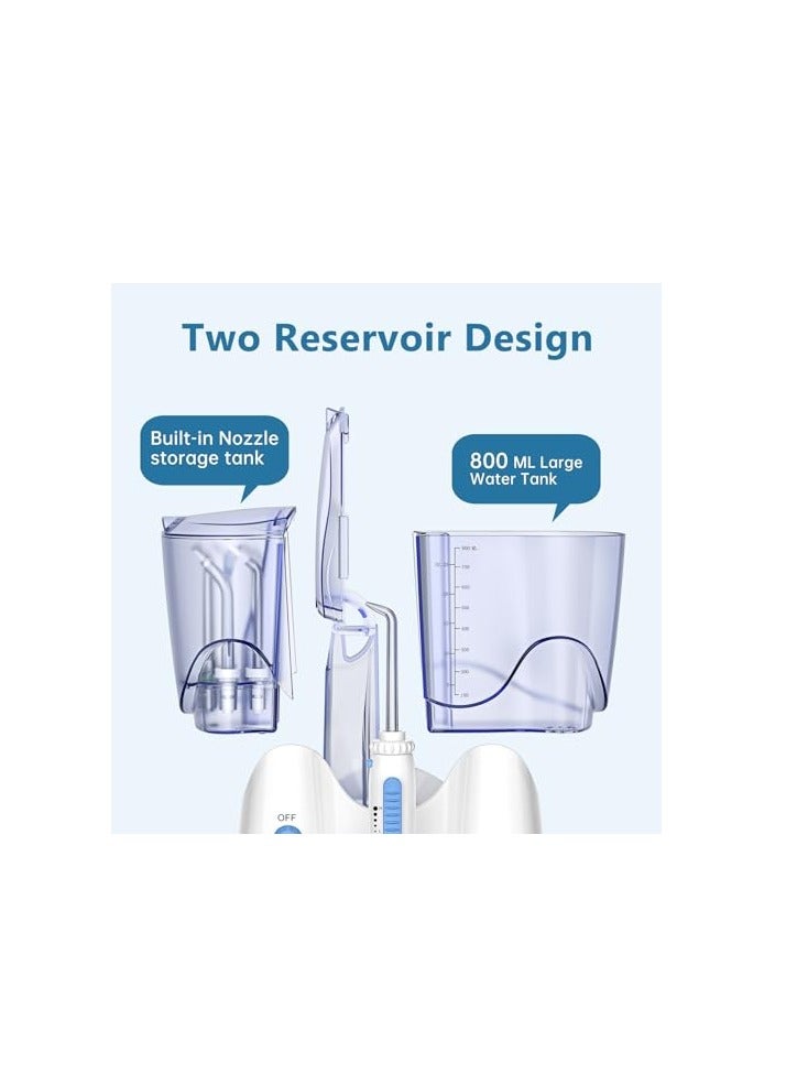 Dental Water Flosser for Teeth Cleaning with 13 Multifunctional Tips&800ml Capacity, Professional Countertop Oral Irrigator Quiet Design(HF-9)