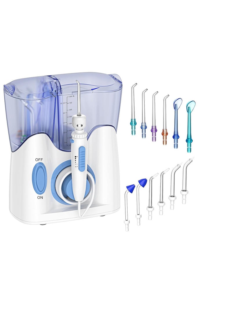 Dental Water Flosser for Teeth Cleaning with 13 Multifunctional Tips&800ml Capacity, Professional Countertop Oral Irrigator Quiet Design(HF-9)