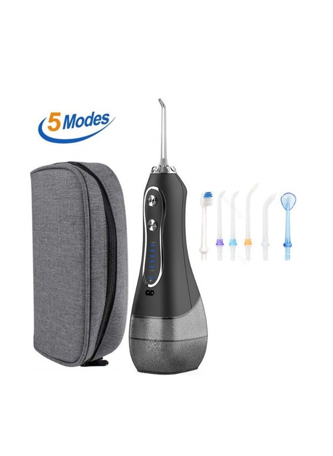 Water Flosser For Teeth Cordless 300Ml Portable Oral Irrigator Flosser 5 Cleaning Modes And 6 Jet Tips Ipx7 Waterproof