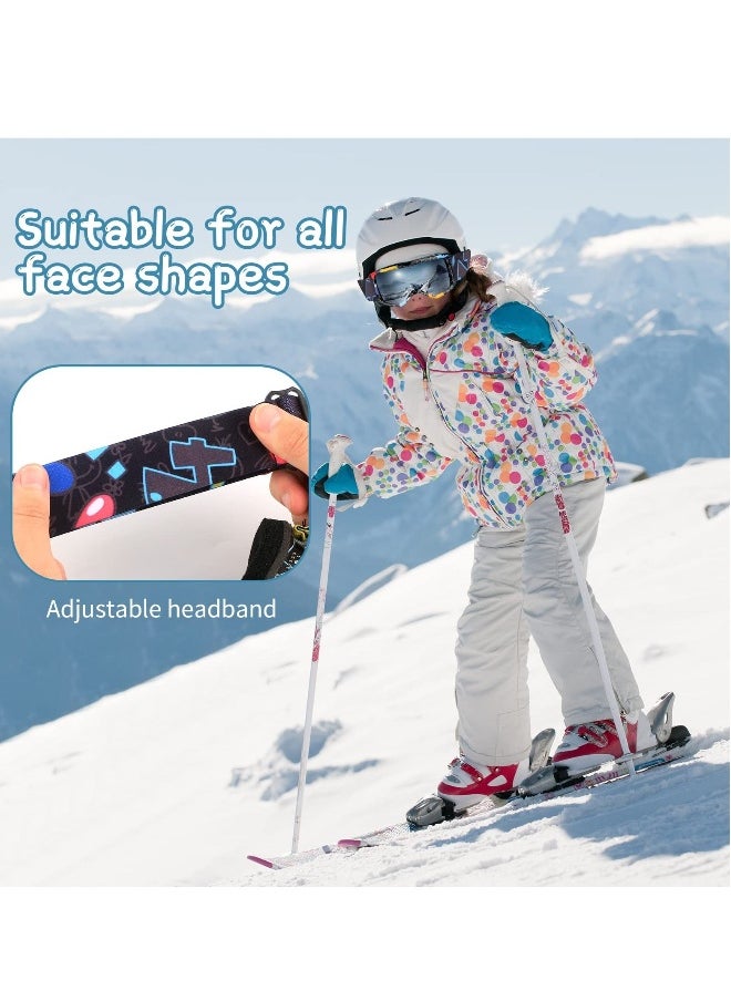 Kids Ski Goggles, Outdoor Ski Goggles, 100% UV Protection, OTG Anti-Fog Glasses, Helmet Compatible, Kids Snow Snowboard Goggles for Boys Girls Youth