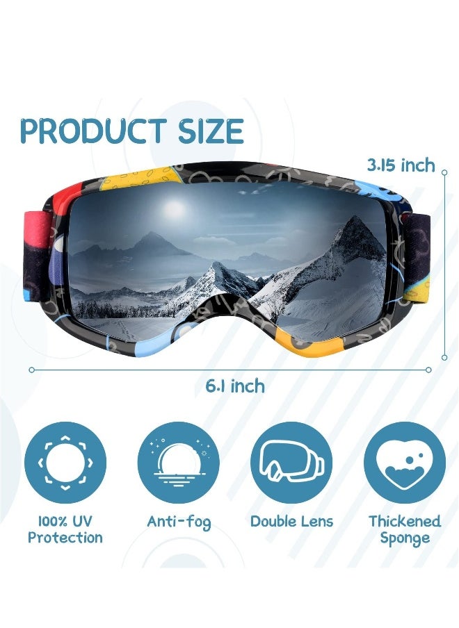 Kids Ski Goggles, Outdoor Ski Goggles, 100% UV Protection, OTG Anti-Fog Glasses, Helmet Compatible, Kids Snow Snowboard Goggles for Boys Girls Youth