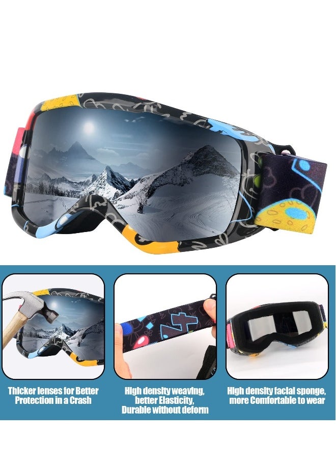 Kids Ski Goggles, Outdoor Ski Goggles, 100% UV Protection, OTG Anti-Fog Glasses, Helmet Compatible, Kids Snow Snowboard Goggles for Boys Girls Youth