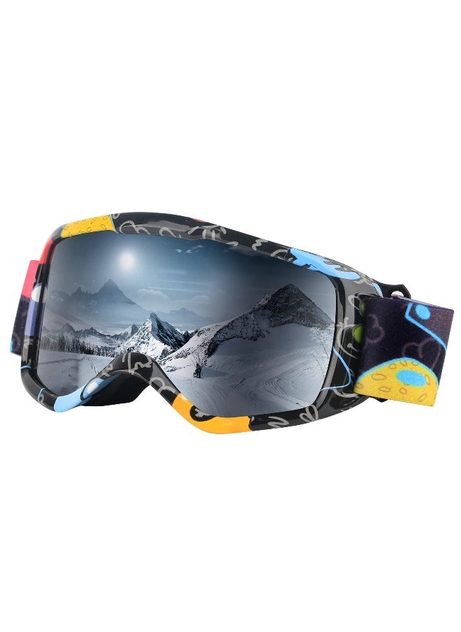 Kids Ski Goggles, Outdoor Ski Goggles, 100% UV Protection, OTG Anti-Fog Glasses, Helmet Compatible, Kids Snow Snowboard Goggles for Boys Girls Youth