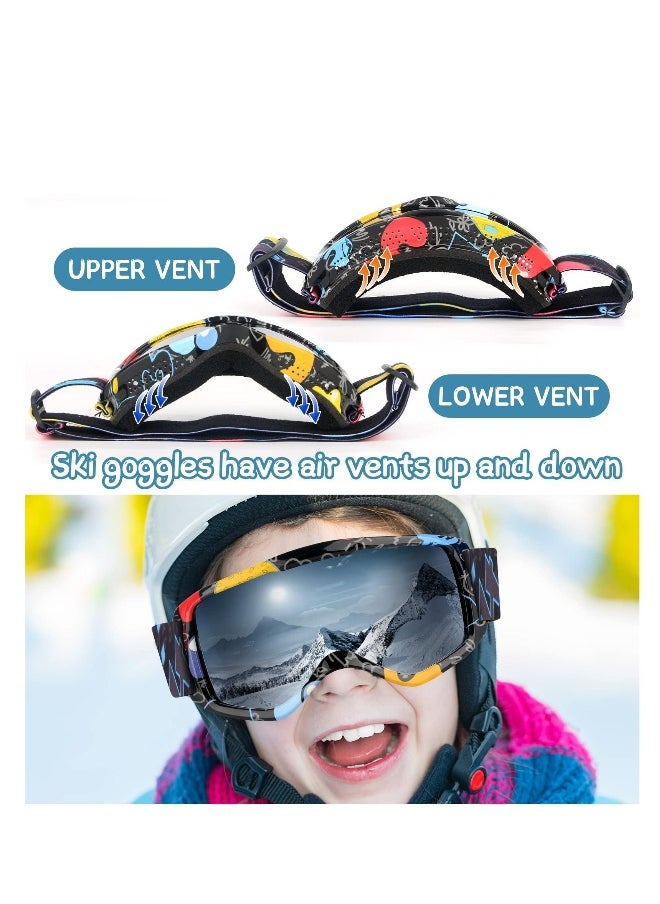 Kids Ski Goggles, Outdoor Ski Goggles, 100% UV Protection, OTG Anti-Fog Glasses, Helmet Compatible, Kids Snow Snowboard Goggles for Boys Girls Youth