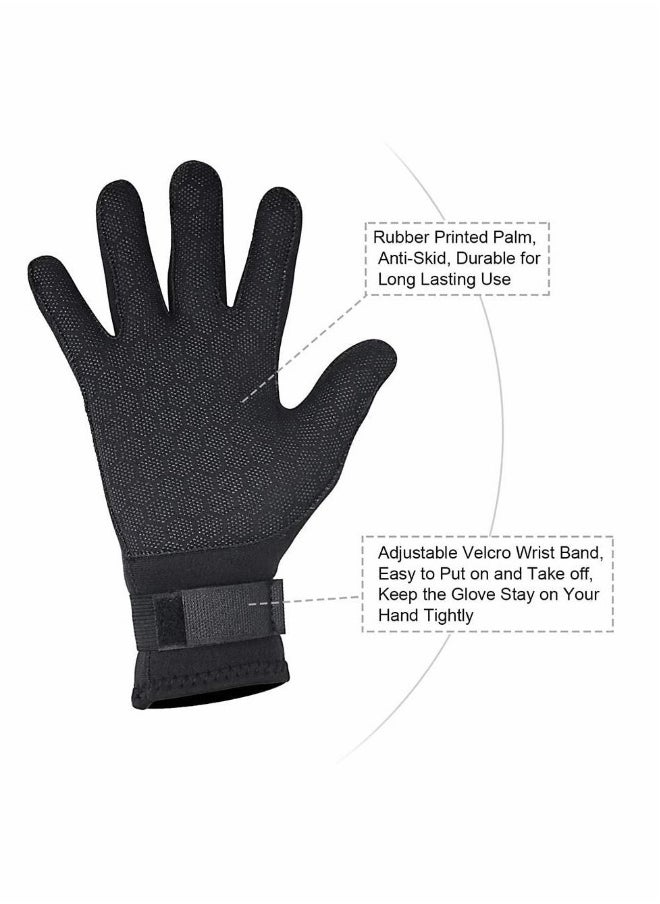 Water Gloves, 3mm & 5mm Neoprene Five Finger Warm Wetsuit Winter Gloves for Scuba Diving Snorkeling Paddling Surfing Kayaking Canoeing Spearfishing Skiing