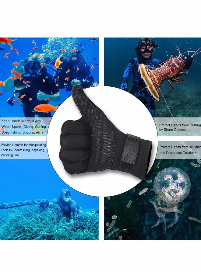 Water Gloves, 3mm & 5mm Neoprene Five Finger Warm Wetsuit Winter Gloves for Scuba Diving Snorkeling Paddling Surfing Kayaking Canoeing Spearfishing Skiing