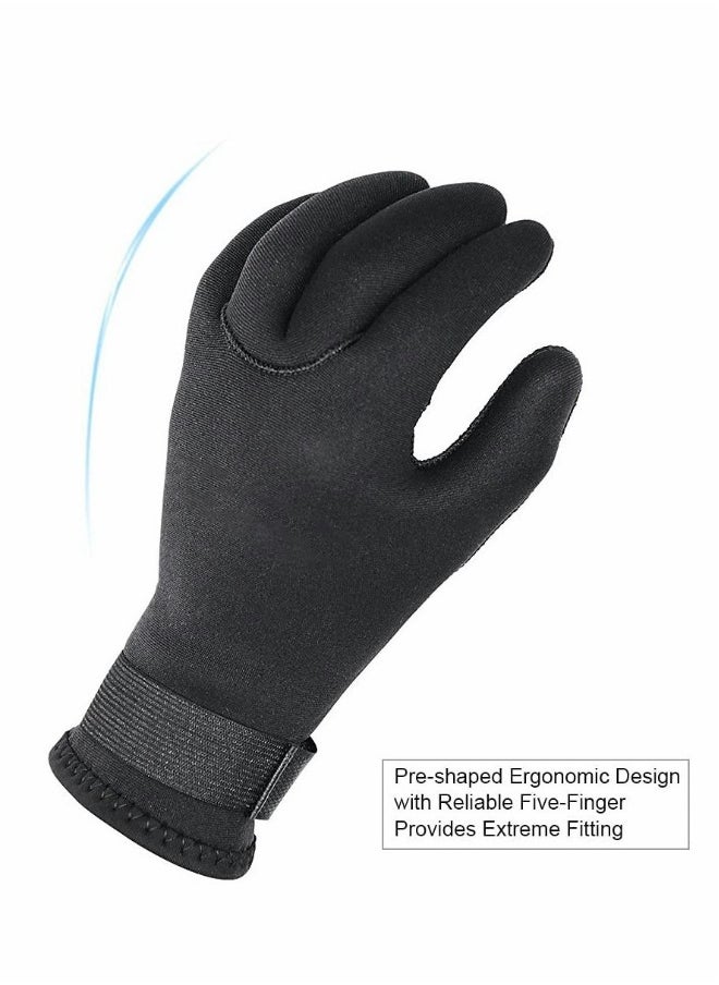 Water Gloves, 3mm & 5mm Neoprene Five Finger Warm Wetsuit Winter Gloves for Scuba Diving Snorkeling Paddling Surfing Kayaking Canoeing Spearfishing Skiing
