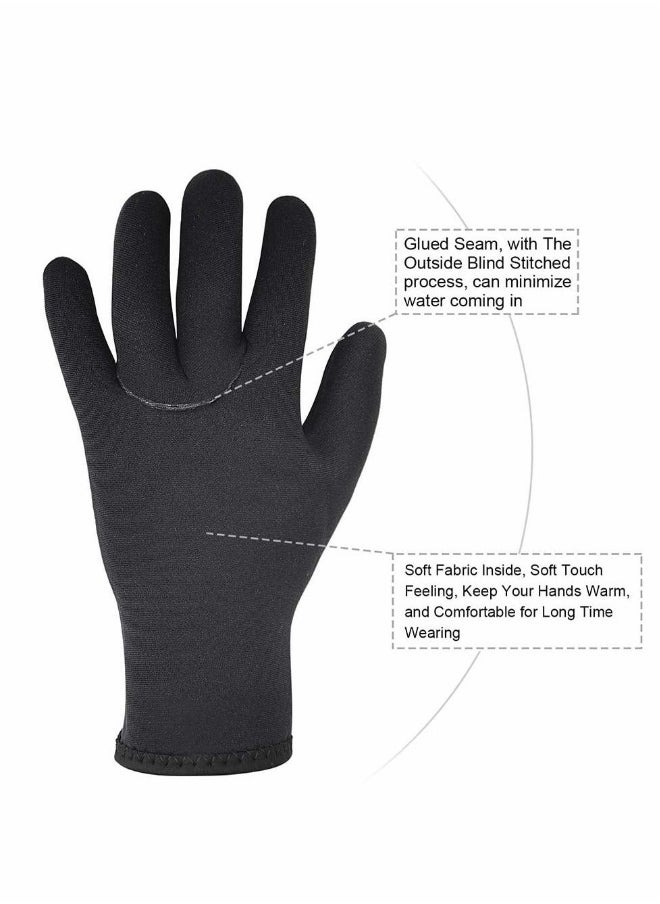 Water Gloves, 3mm & 5mm Neoprene Five Finger Warm Wetsuit Winter Gloves for Scuba Diving Snorkeling Paddling Surfing Kayaking Canoeing Spearfishing Skiing
