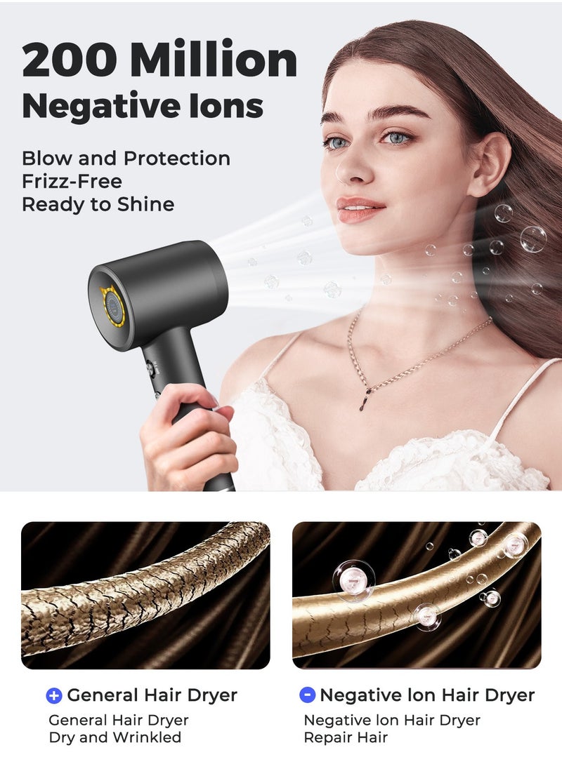 Hair Dryer Ionic Blow Dryer with Concentrator for All Hair Types,110000 RPM High-Speed Fast Drying