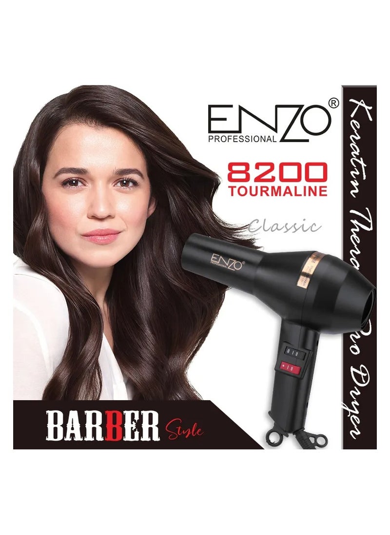 ENZO EN-8891 2024 Professional Salon Hot and Cold Air Hairdryer Negative Ionic Blow Dryer Powerful Hair Dryer