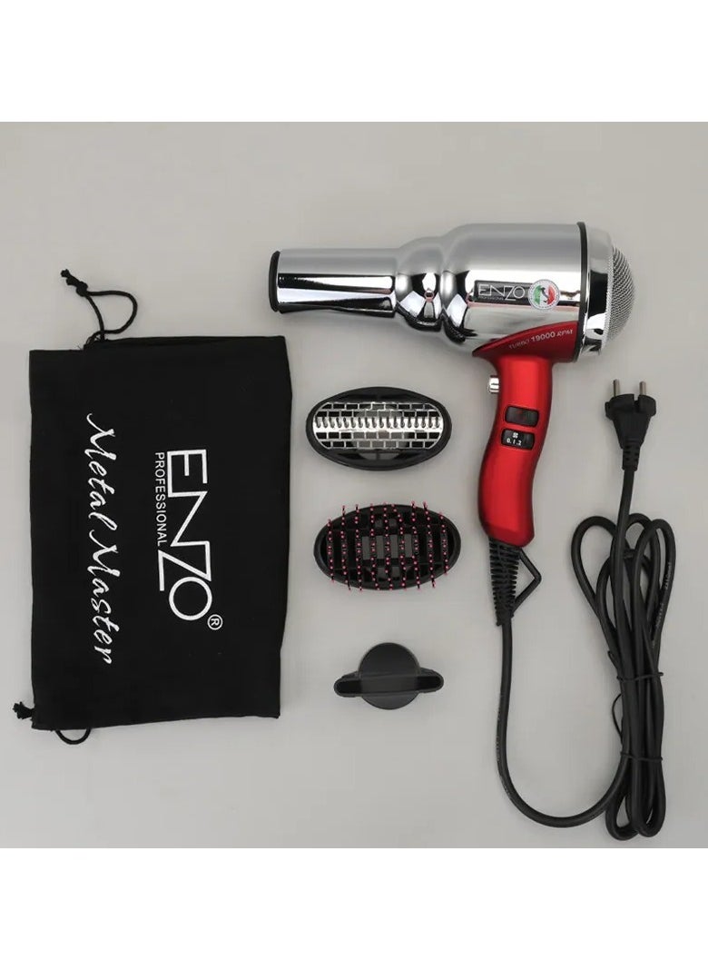 ENZO EN-8228 High-Power Retro Hair Dryer Stainless Steel AC Motor for Fast Drying & Salon Results