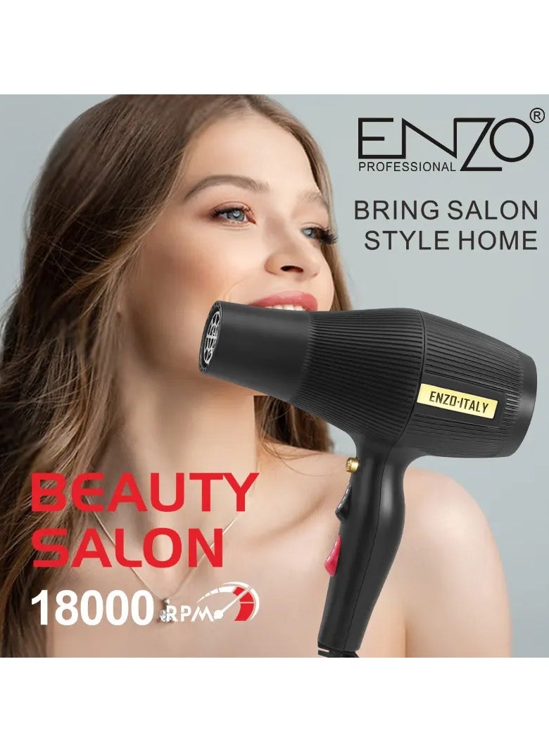 ENZO EN-6040 Portable Temperature Control Negative Ion Travel Hair Dryer Quick Drying for Salon & Travel Use