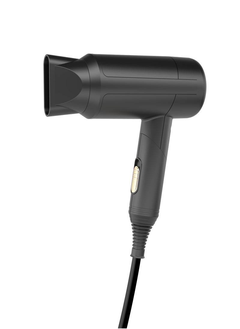 1200W Foldable Hair Dryer / Negative Ion / No Freeze Hair Dryer / Overheat Protection / Hot & Cool Airflow / Travel Friendly - Black