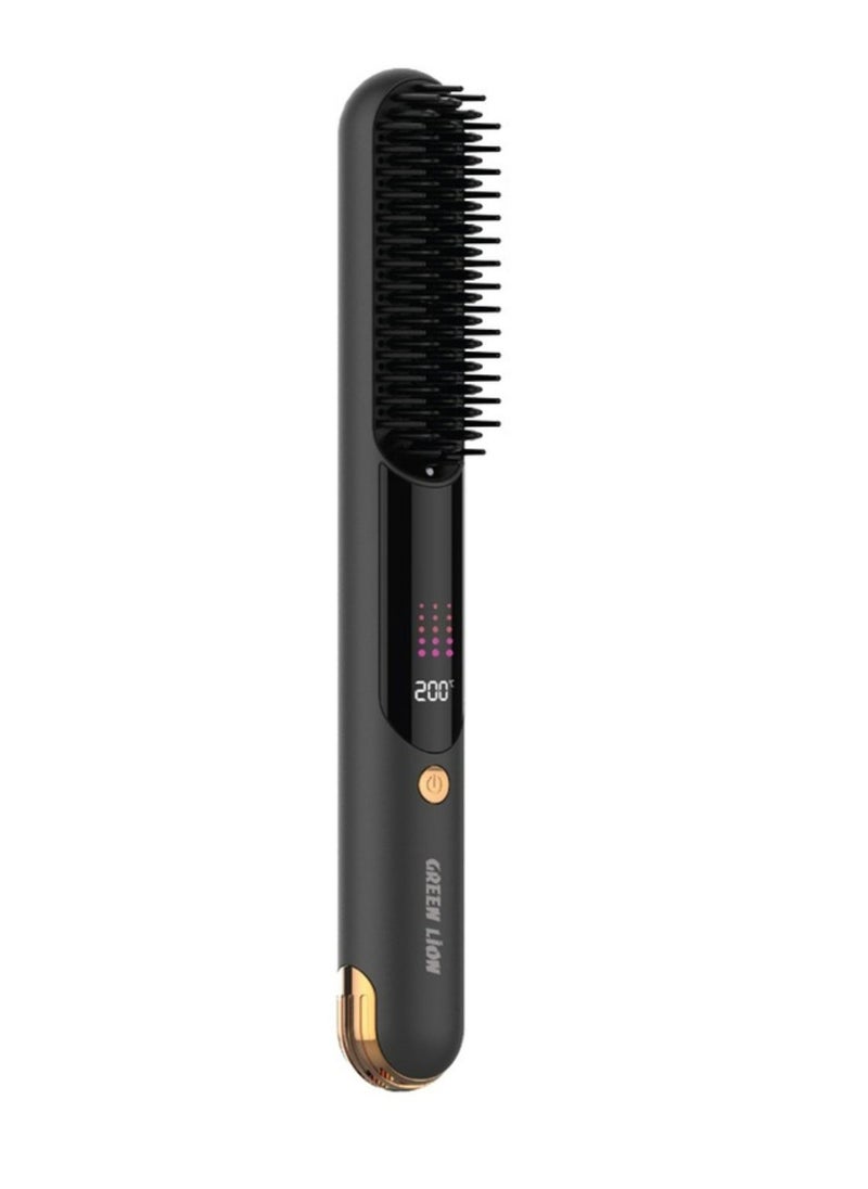 Infrared Hair Comb with Digital Display, 50 Minutes Working Time, Adjustable Temperature Settings Up to 200°C, 2600mAh Battery, Infrared Function - Black