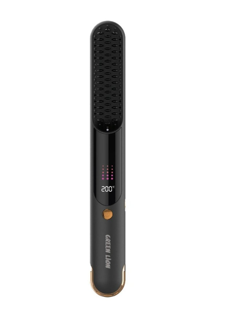 Infrared Hair Comb with Digital Display, 50 Minutes Working Time, Adjustable Temperature Settings Up to 200°C, 2600mAh Battery, Infrared Function - Black