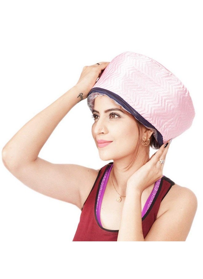 Hair Care Thermal Head Spa Cap Treatment With Beauty Steamer Nourishing Heating Cap, Spa Cap For Hair, Spa Cap Steamer For Women (Pink)